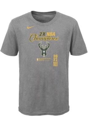 Nike Milwaukee Bucks 2021 NBA Finals Champions locker room t-shirt in gray